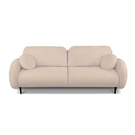 Canapé droit convertible CARINO 3 places tissu bouclette taupe