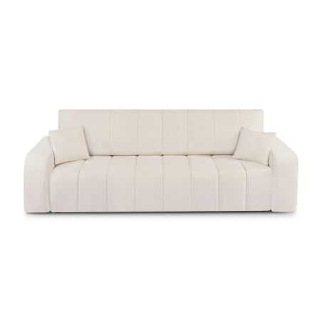 Canapé droit convertible BELEM 3 places tissu chenille écru