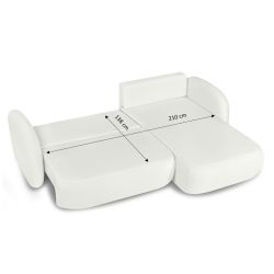 Canapé d'angle droit convertible CARLOTTA 4 places tissu chenille écru