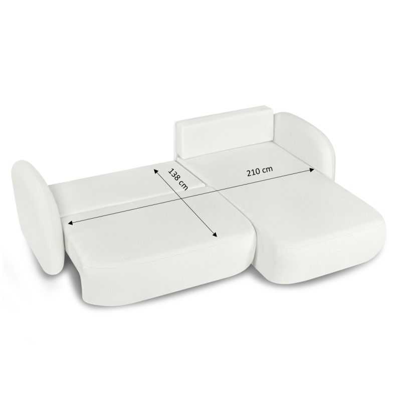 Canapé d'angle droit convertible CARLOTTA 4 places tissu chenille écru