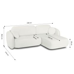 Canapé d'angle droit convertible CARLOTTA 4 places tissu chenille écru