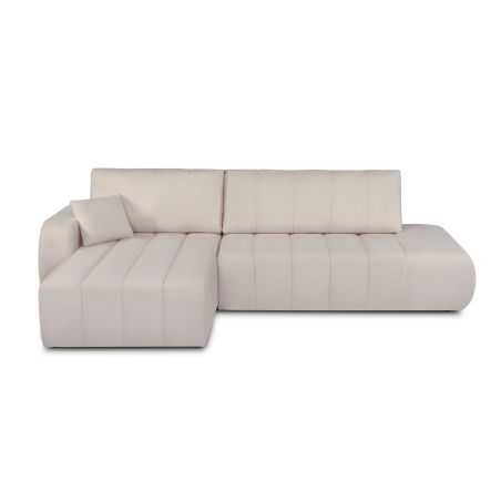 Canapé d'angle gauche convertible BELEM 4/5 places tissu chenille grège