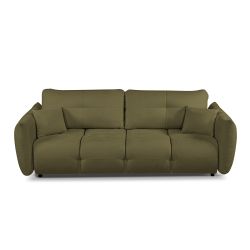 Canapé droit convertible COMO 3 places tissu chenille vert kaki