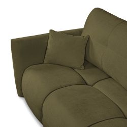 Canapé droit convertible COMO 3 places tissu chenille vert kaki