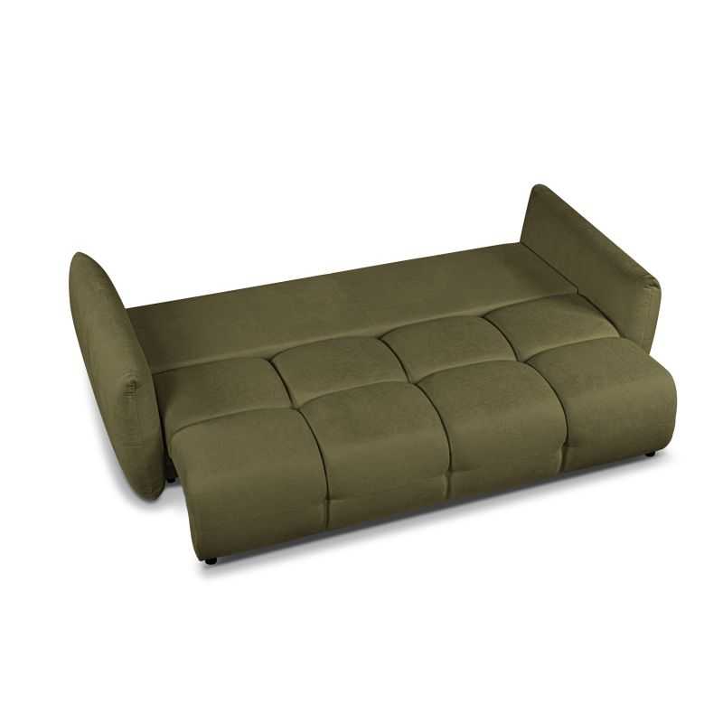 Canapé droit convertible COMO 3 places tissu chenille vert kaki
