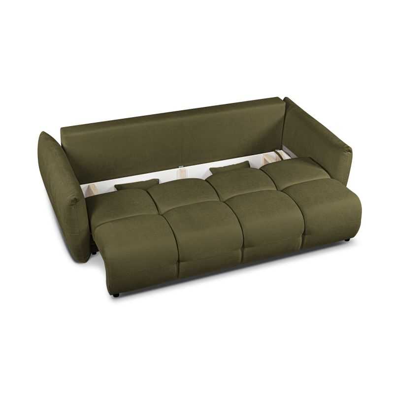 Canapé droit convertible COMO 3 places tissu chenille vert kaki