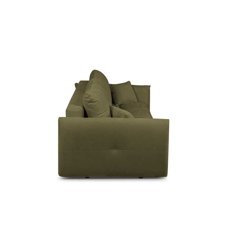 Canapé droit convertible COMO 3 places tissu chenille vert kaki