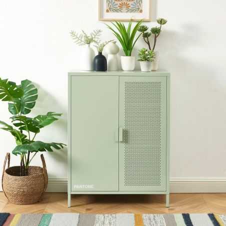 Buffet PANTONE métal vert amande 2 portes 75cm