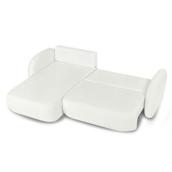 Canapé d'angle gauche convertible CARLOTTA 4 places tissu chenille écru