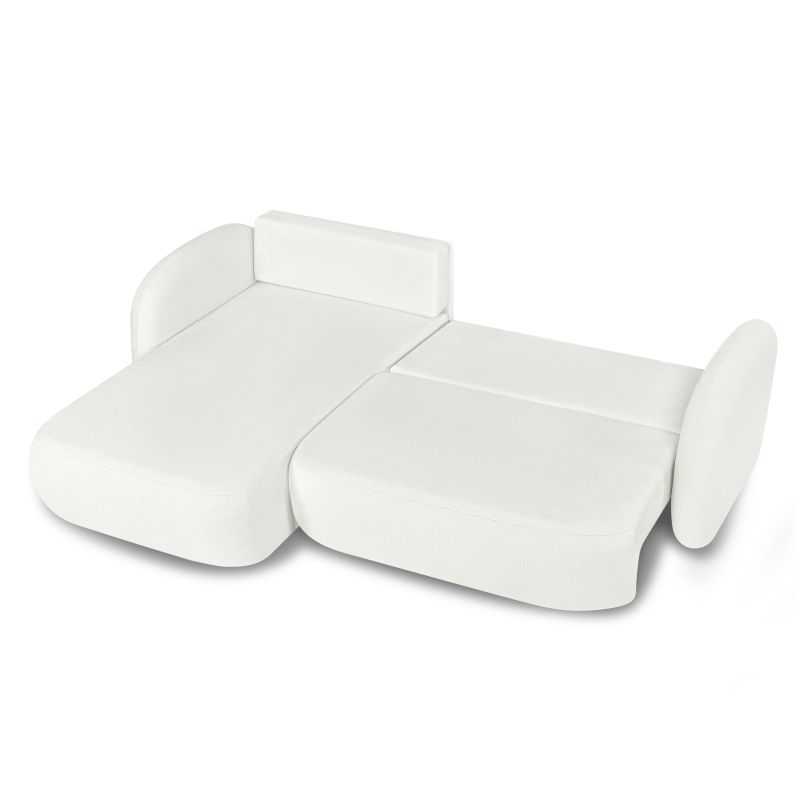 Canapé d'angle gauche convertible CARLOTTA 4 places tissu chenille écru