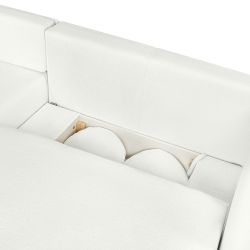 Canapé d'angle gauche convertible CARLOTTA 4 places tissu chenille écru