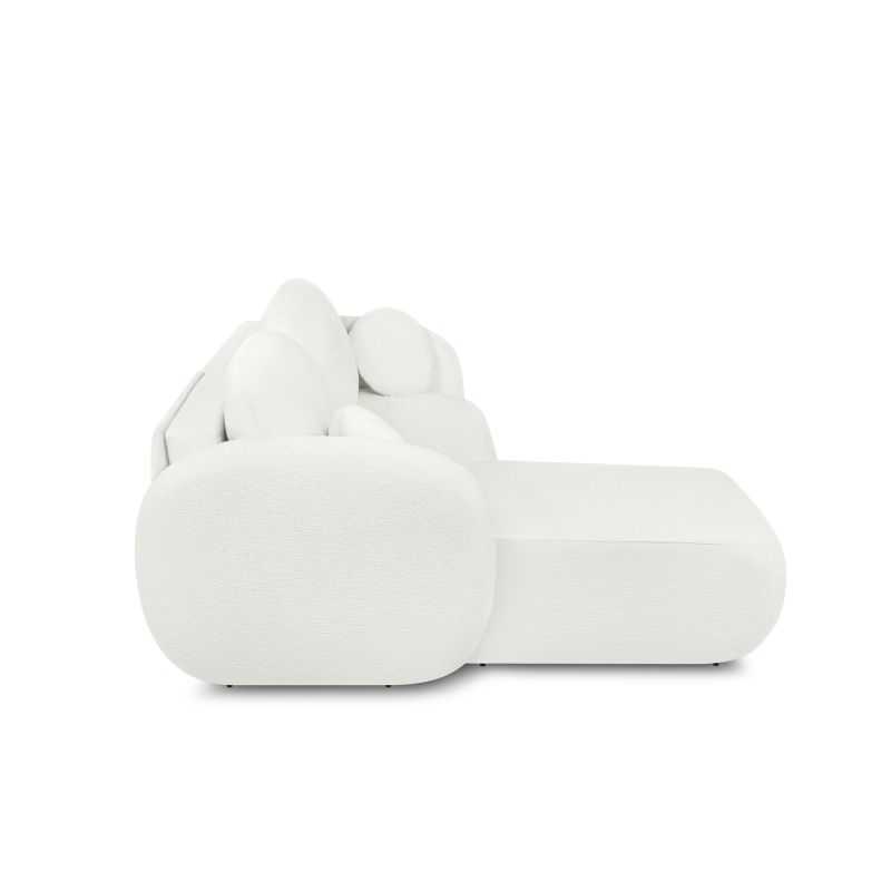 Canapé d'angle gauche convertible CARLOTTA 4 places tissu chenille écru