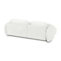 Canapé d'angle gauche convertible CARLOTTA 4 places tissu chenille écru