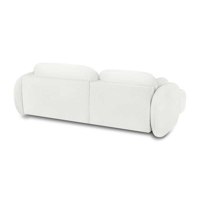 Canapé d'angle gauche convertible CARLOTTA 4 places tissu chenille écru