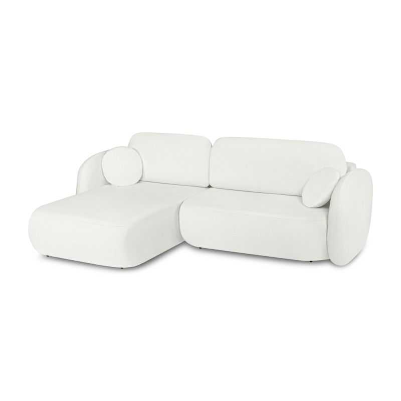 Canapé d'angle gauche convertible CARLOTTA 4 places tissu chenille écru