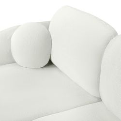 Canapé d'angle gauche convertible CARLOTTA 4 places tissu chenille écru