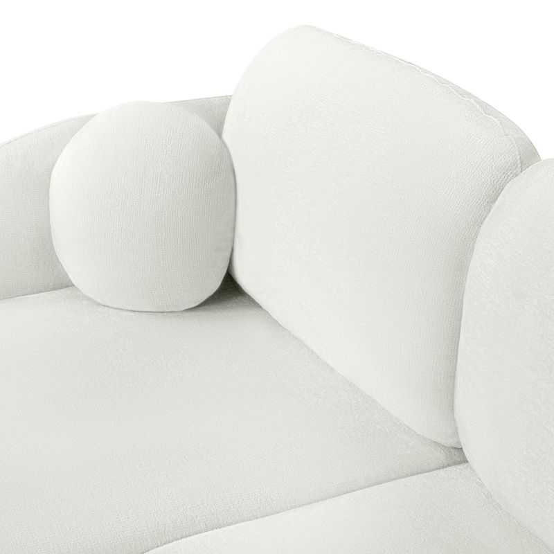 Canapé d'angle gauche convertible CARLOTTA 4 places tissu chenille écru