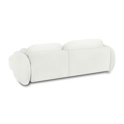 Canapé d'angle droit convertible CARLOTTA 4 places tissu chenille écru