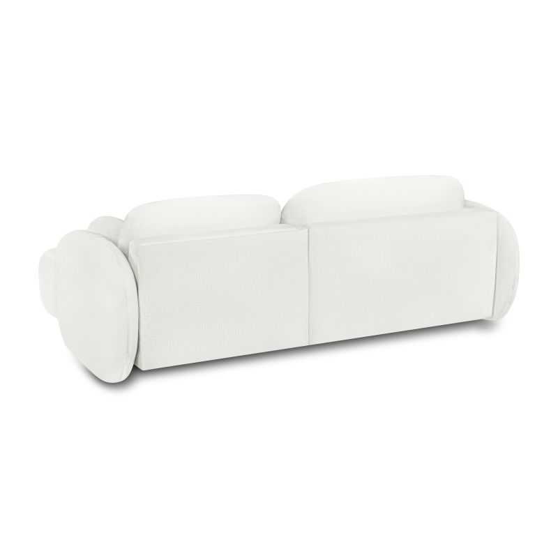 Canapé d'angle droit convertible CARLOTTA 4 places tissu chenille écru