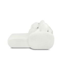 Canapé d'angle droit convertible CARLOTTA 4 places tissu chenille écru
