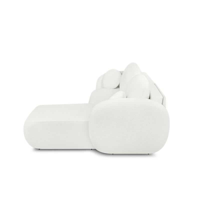 Canapé d'angle droit convertible CARLOTTA 4 places tissu chenille écru