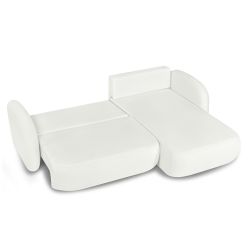 Canapé d'angle droit convertible CARLOTTA 4 places tissu chenille écru