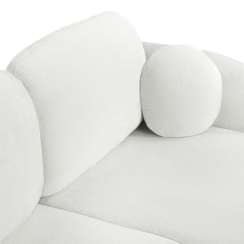 Canapé d'angle droit convertible CARLOTTA 4 places tissu chenille écru