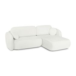 Canapé d'angle droit convertible CARLOTTA 4 places tissu chenille écru