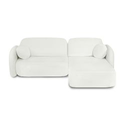 Canapé d'angle droit convertible CARLOTTA 4 places tissu chenille écru
