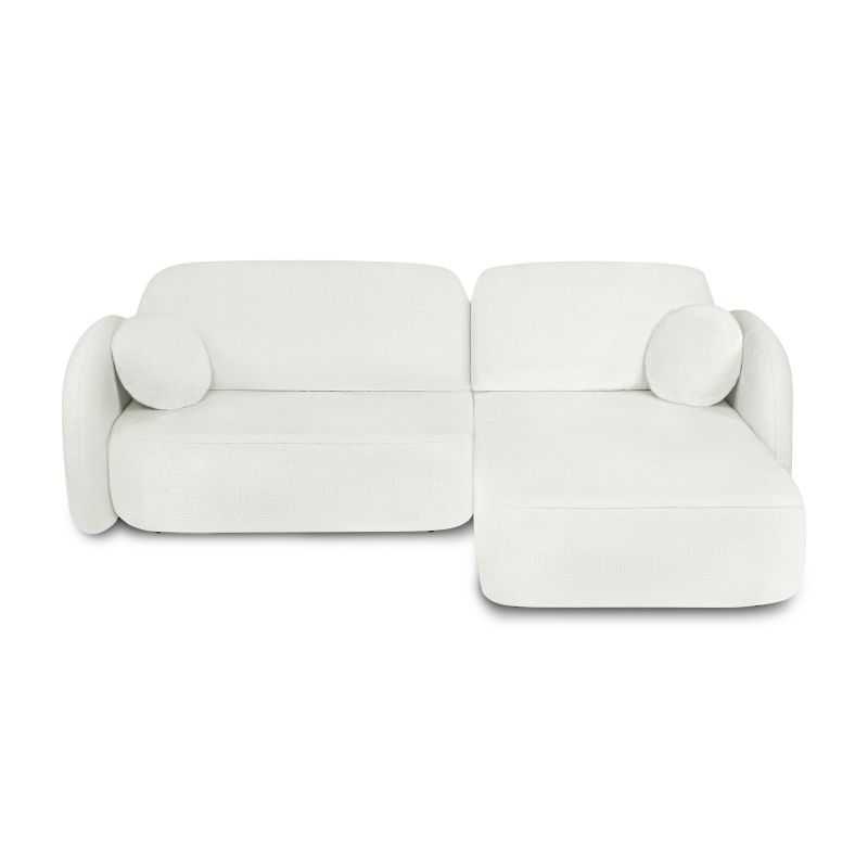 Canapé d'angle droit convertible CARLOTTA 4 places tissu chenille écru