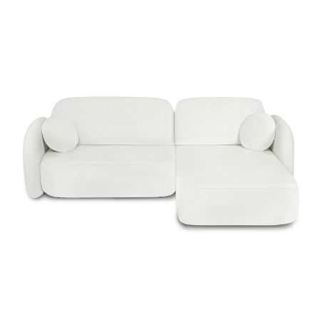 Canapé d'angle droit convertible CARLOTTA 4 places tissu chenille écru