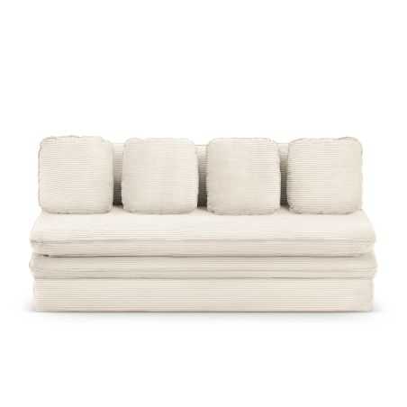 Banquette convertible NOMA 3 places velours côtelé écru