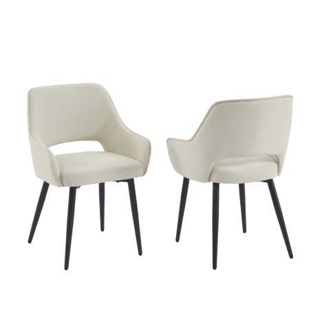 Lot de 2 fauteuils UNNI tissu beige pieds métal noir