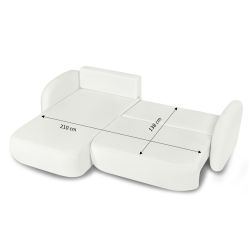 Canapé d'angle gauche convertible CARLOTTA 4 places tissu chenille écru