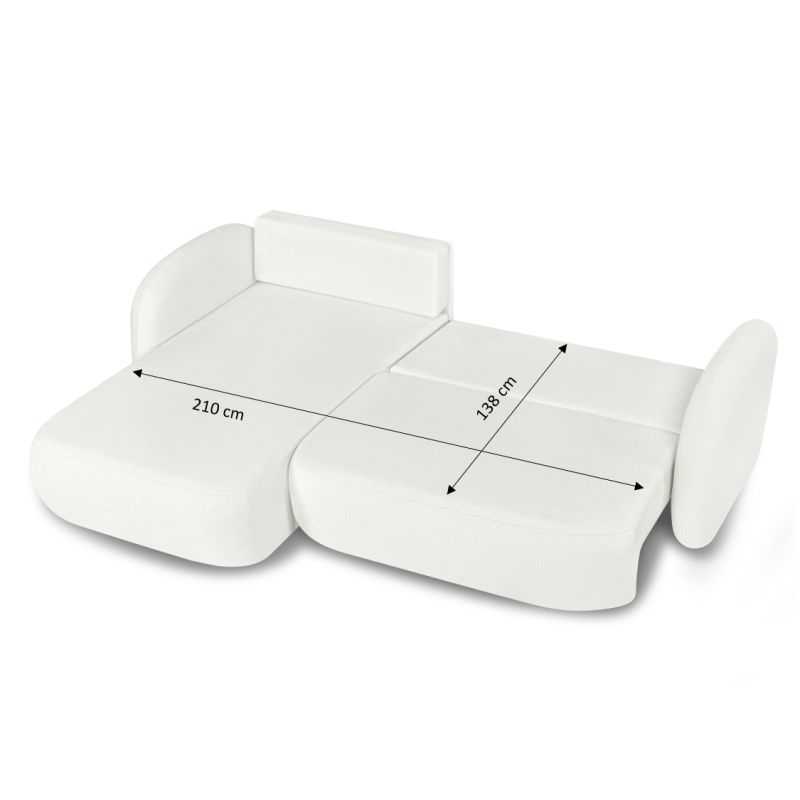 Canapé d'angle gauche convertible CARLOTTA 4 places tissu chenille écru