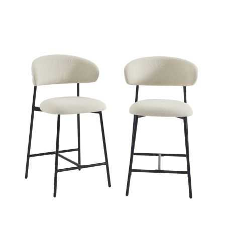 Lot de 2 tabourets GALLY tissu beige