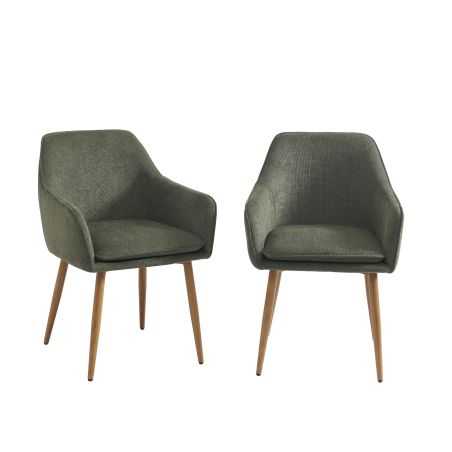 Lot de 2 fauteuils KALLI tissu vert pieds métal finition bois