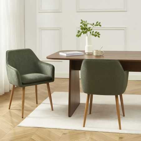 Lot de 2 fauteuils KALLI tissu vert pieds métal finition bois