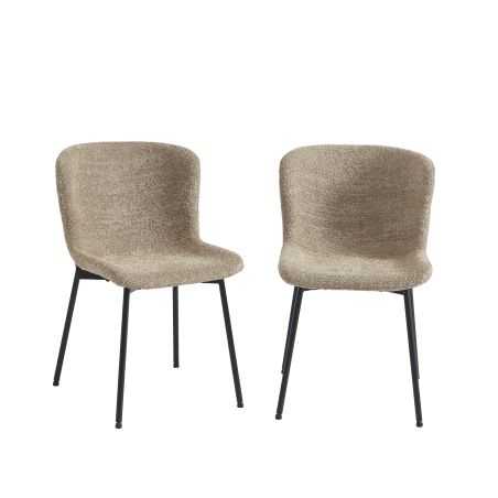 Lot de 2 chaises GIJA tissu marron glacé