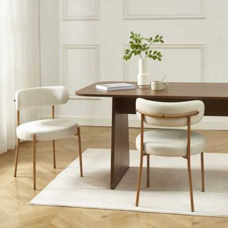 Lot de 2 chaises NOA tissu beige pieds métal finition bois