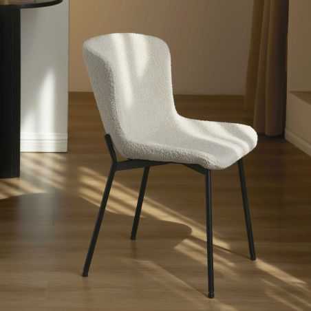 Lot de 2 chaises GIJA tissu beige pieds métal noir