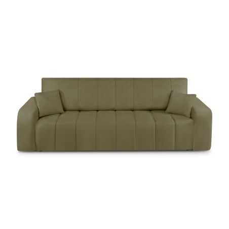 Canapé droit convertible BELEM 3 places tissu chenille vert