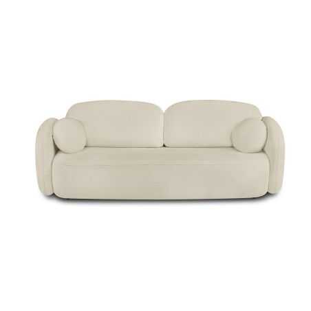 Canapé droit convertible CARLOTTA 3 places tissu bouclette grège