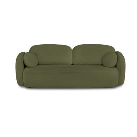 Canapé droit convertible CARLOTTA 3 places tissu chenille vert kaki