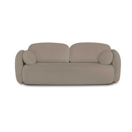 Canapé droit convertible CARLOTTA 3 places tissu bouclette taupe
