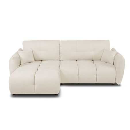 Canapé d'angle convertible et réversible COMO 4 places tissu chenille écru