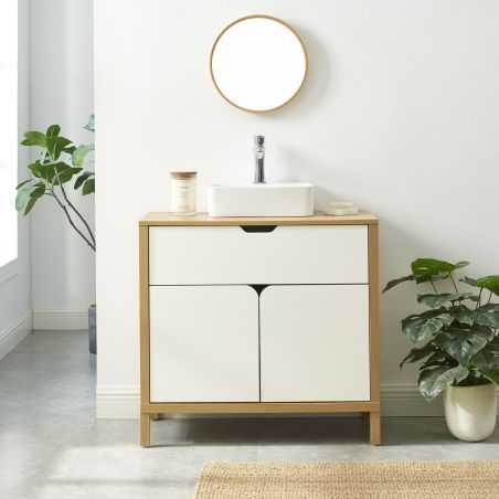 Meuble sous lavabo KILDA blanc effet chêne 