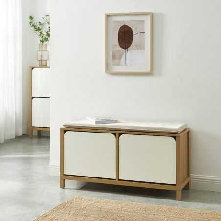 Banc à chassure KILDA blanc effet chêne