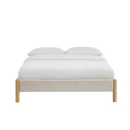 Lit BOWI tissu beige 140190 sommier inclus