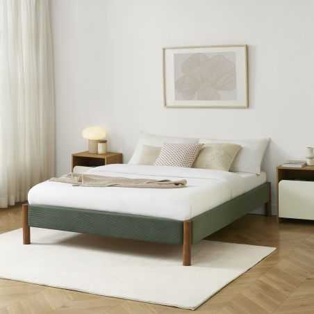 Lit BOWI tissu kaki 140190 sommier inclus